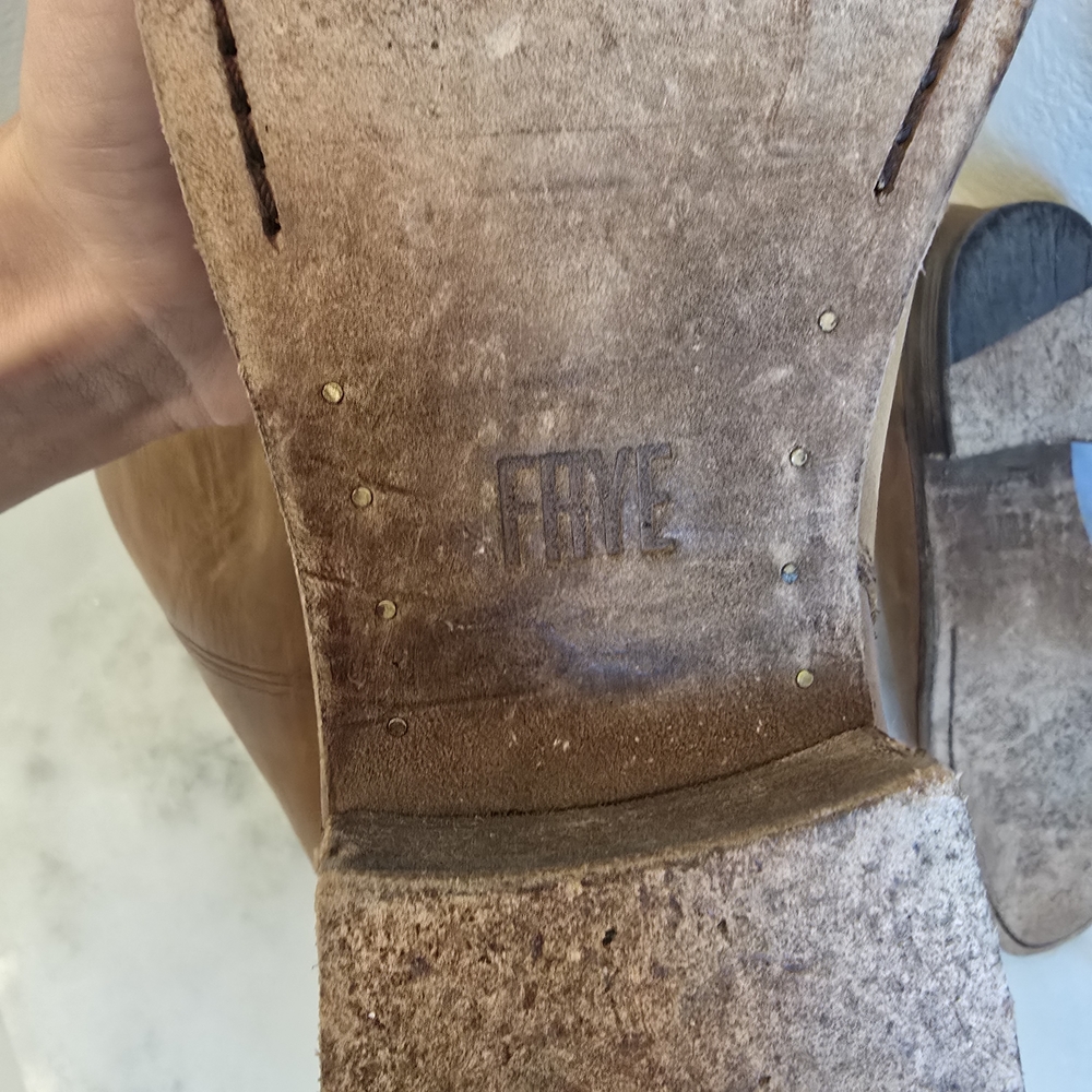 Frye Brown Leather Tall Heeled Boots - Picture 5 of 6